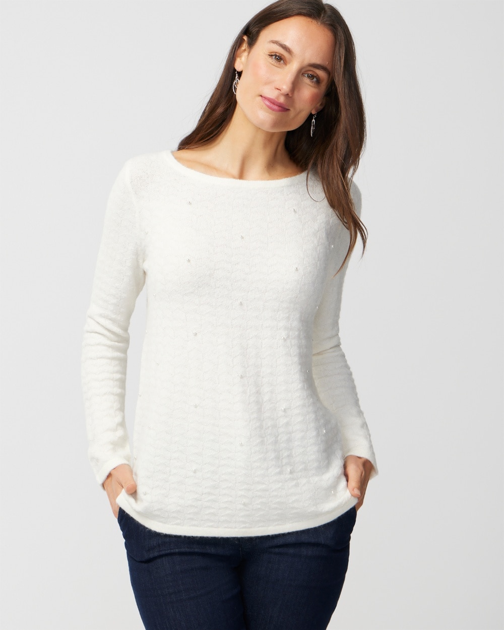 Faux Pearl-Embellished Sweater