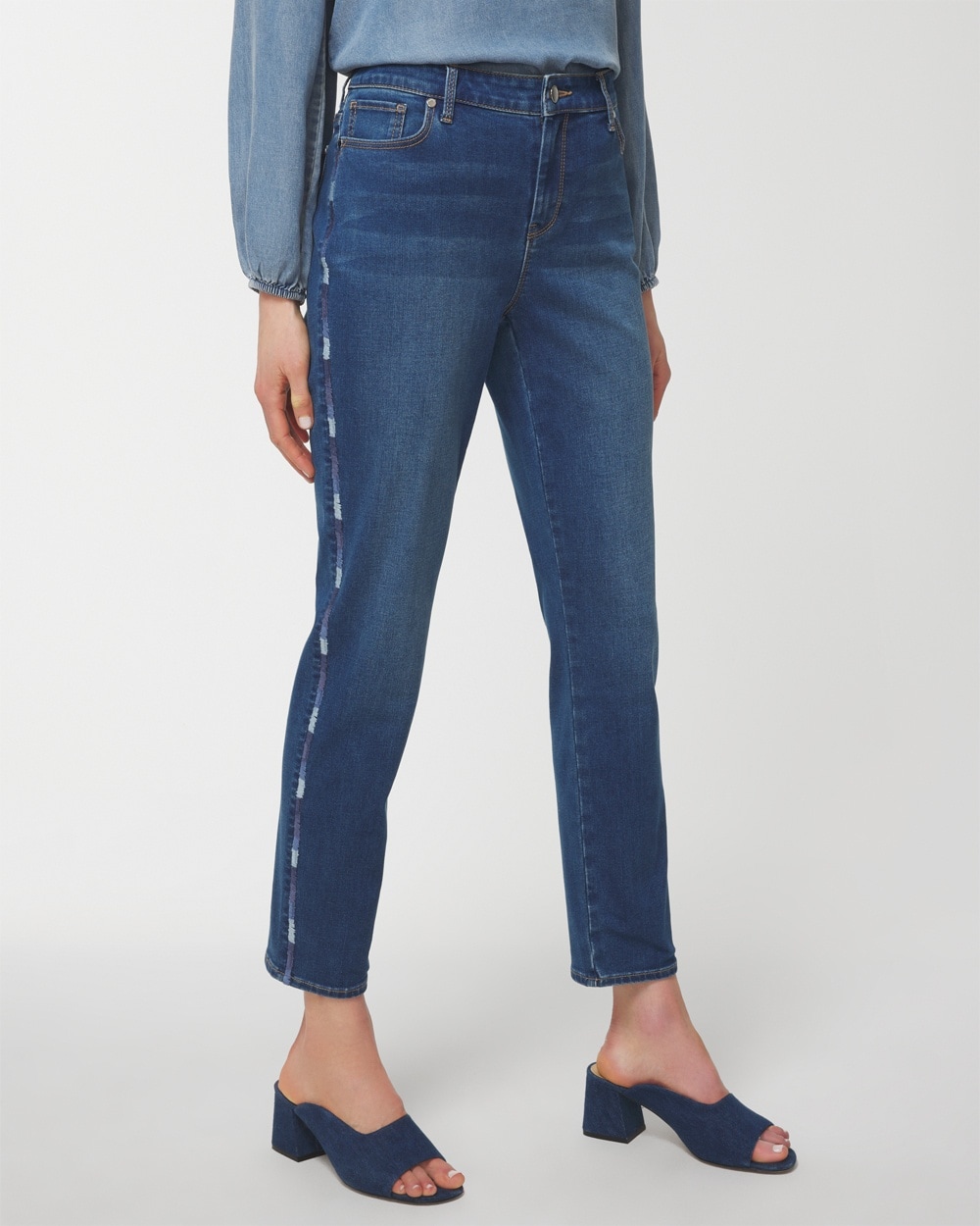 Perfect Stretch Side-Embroidered Girlfriend Ankle Jeans