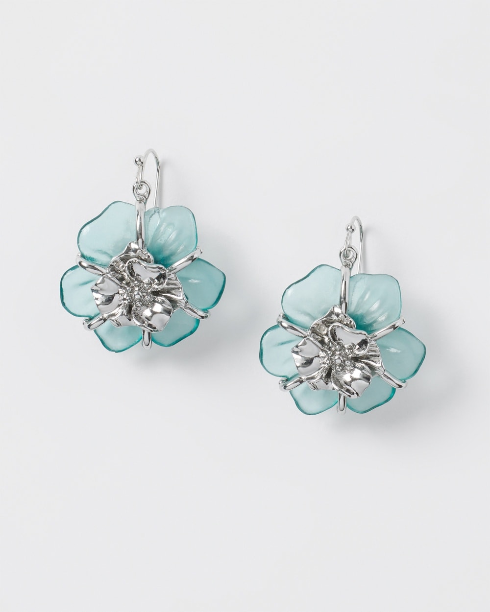 Blue Grass Flower Drop Earrings