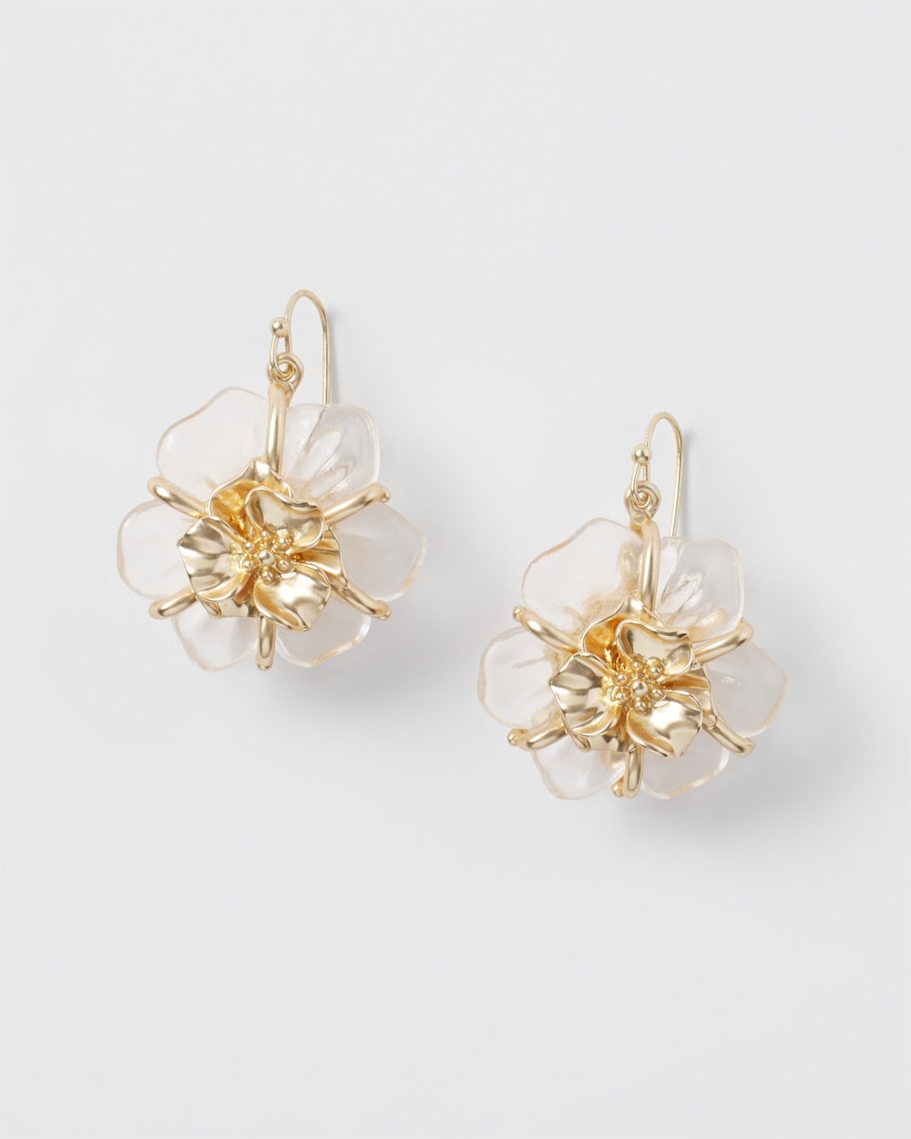 Clear Flower Drop Earrings
