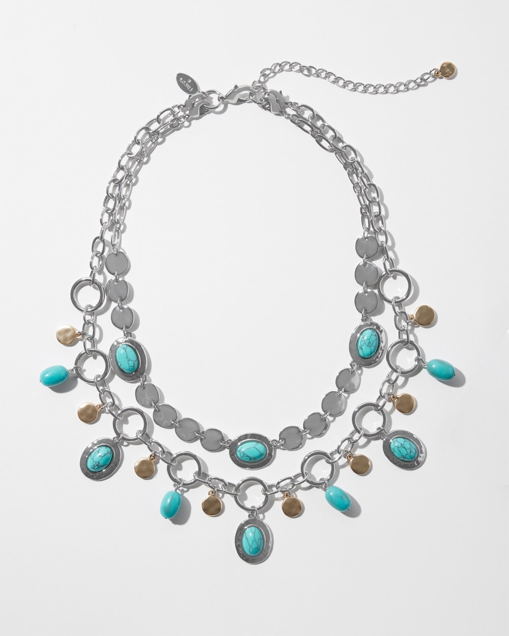 Faux Turquoise Stones Multistrand Necklace