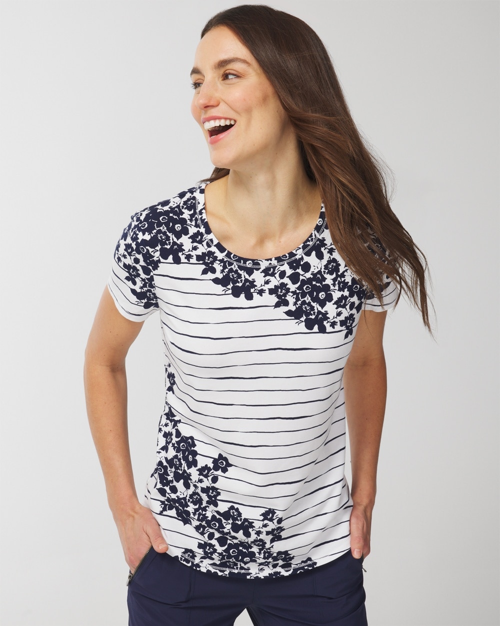 Weekends Poppies and Stripes Tee