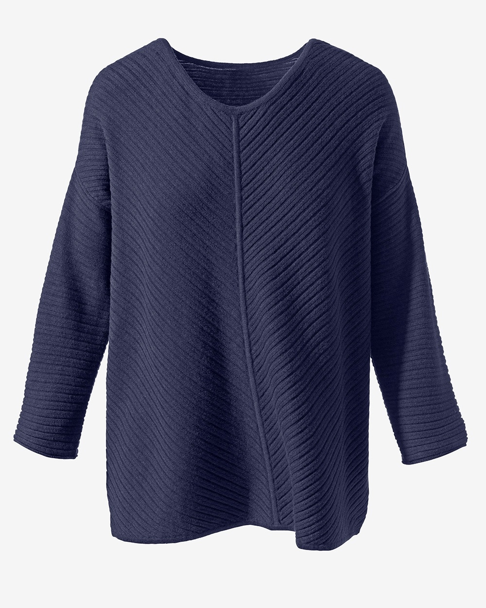 Mitered V-Neck 3/4-Sleeve Sweater