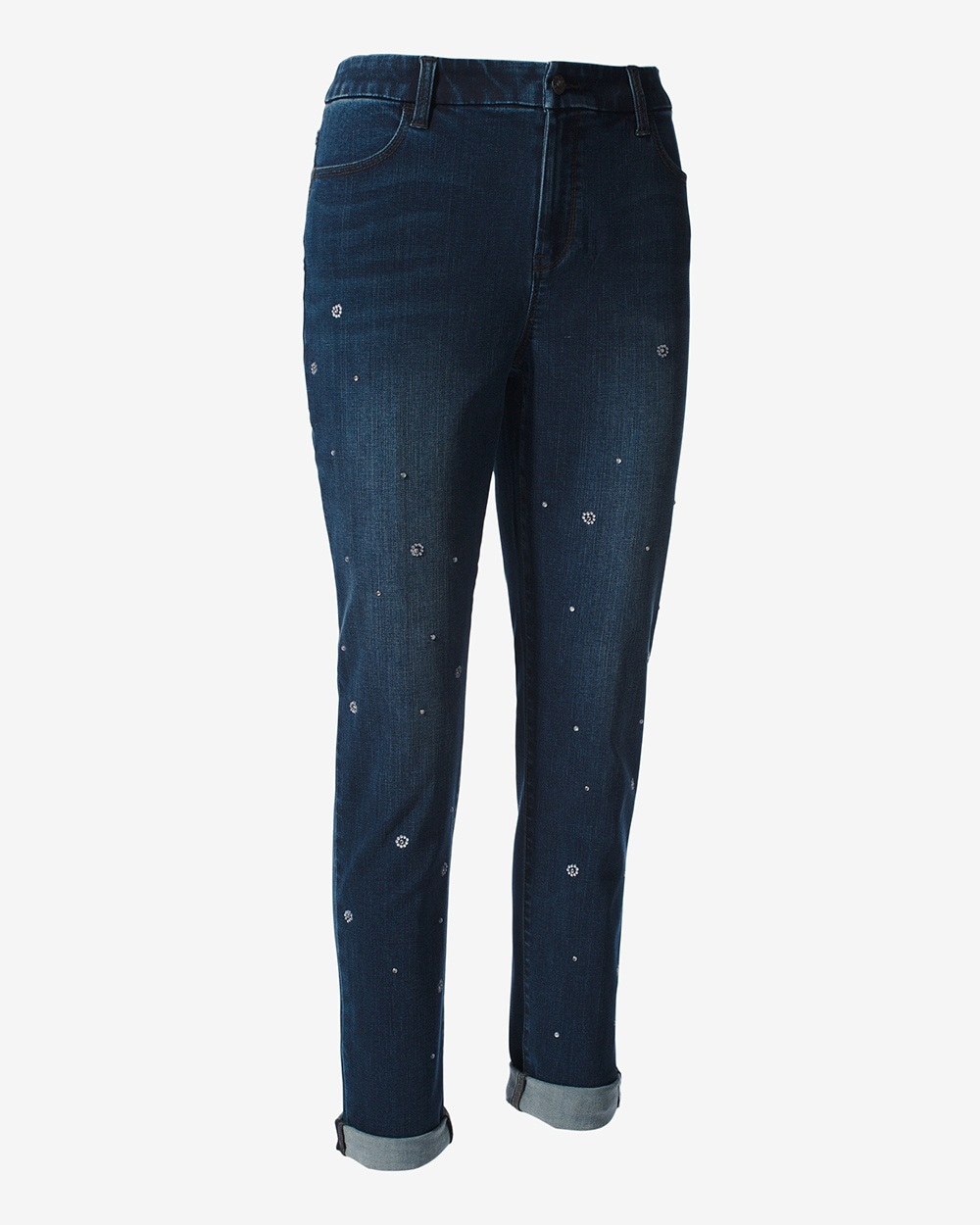 Embellished Crystals Girlfriend Jeans