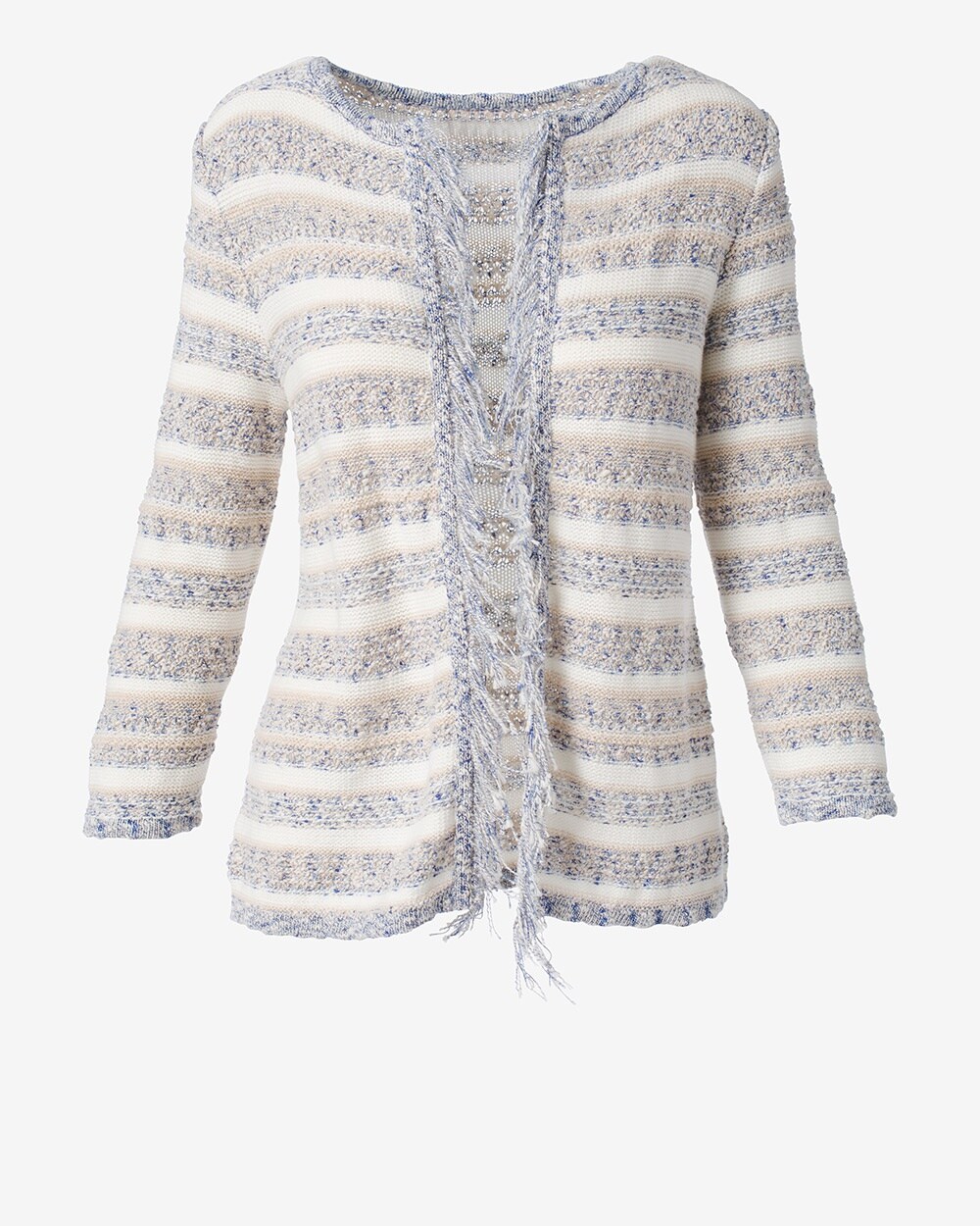 Janice Textured Fringe Cardigan Sweater