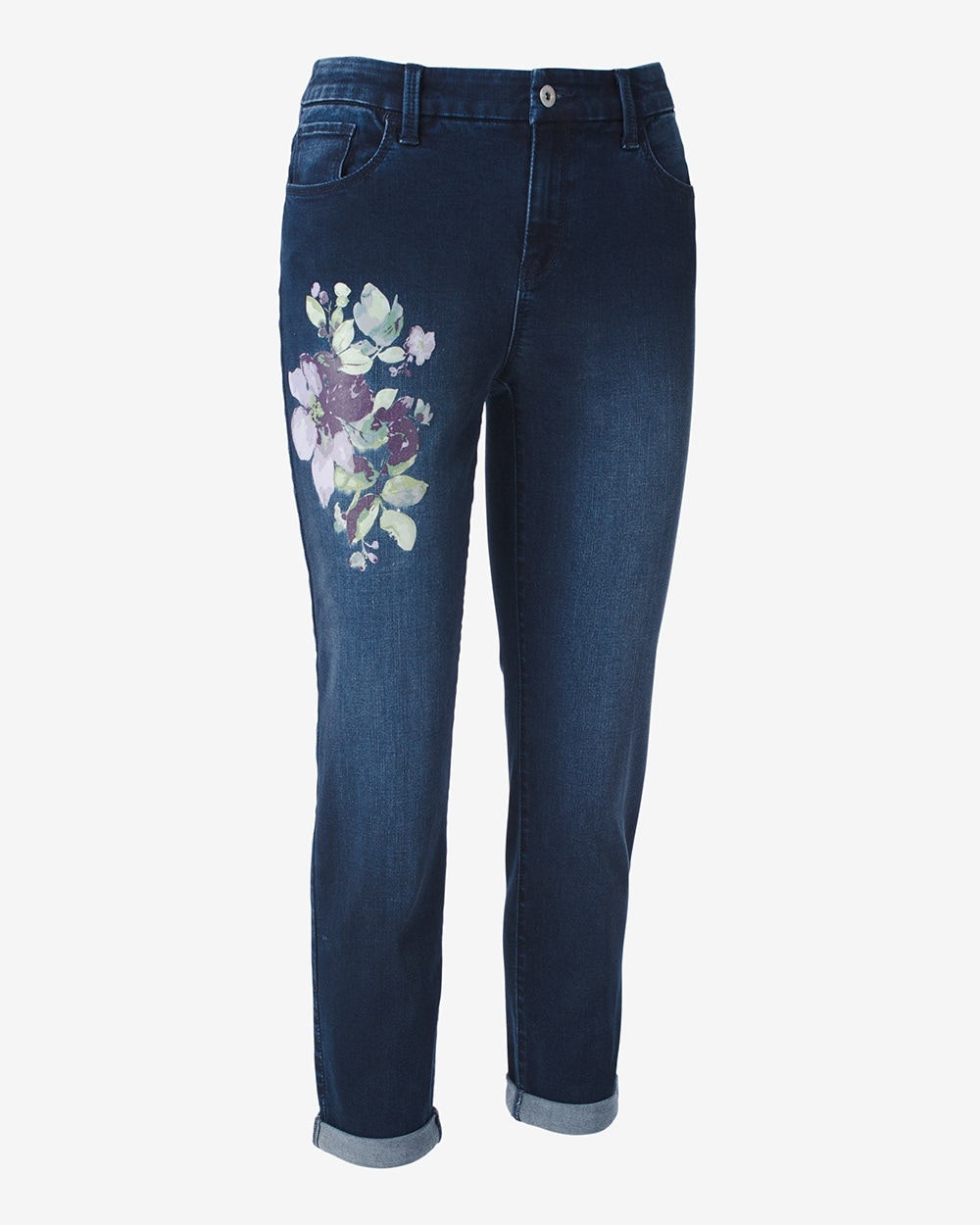 Girlfriend Ankle Painterly Floral Jeans