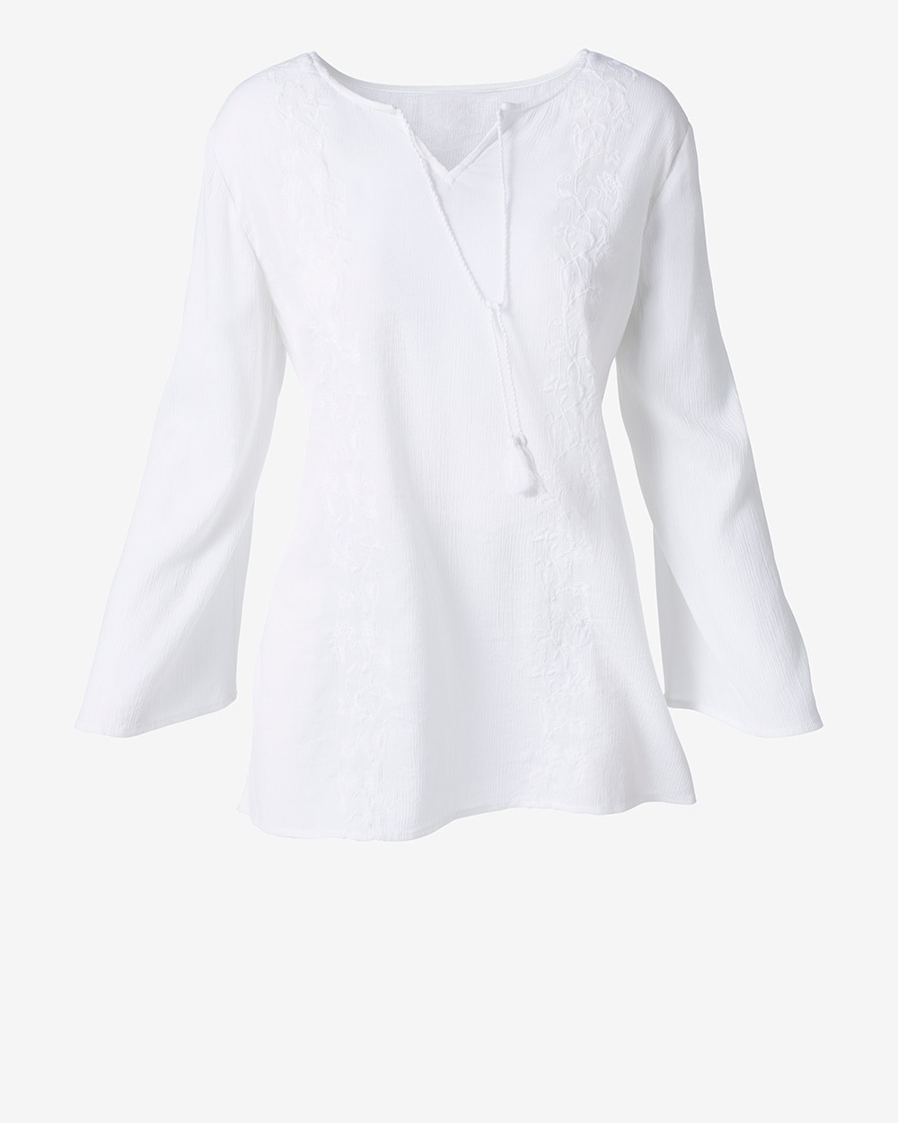 Embroidered Gauze Popover Top