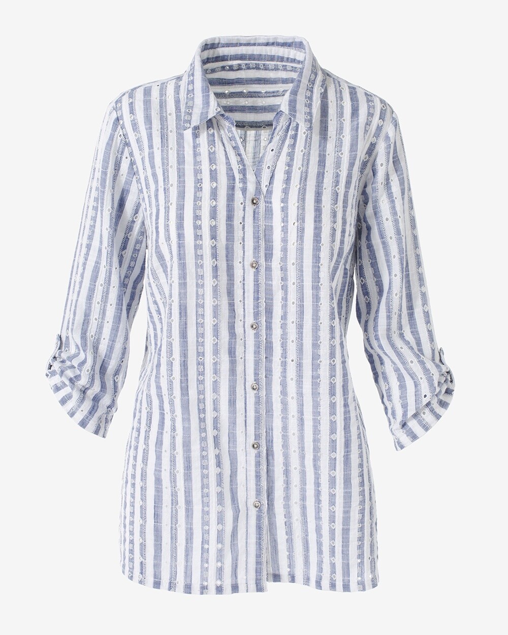 Eyelit Stripes Button-Up Shirt