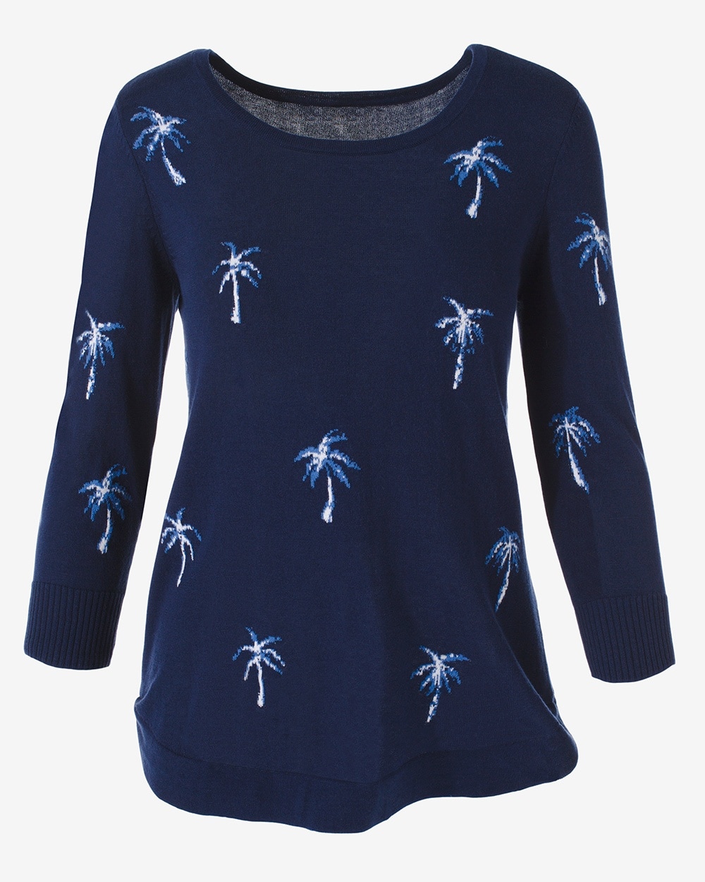 Summer Jacquard Palm Pullover Sweater