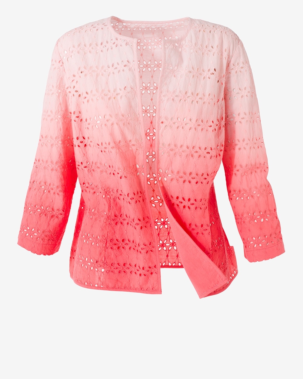 Coral Fusion Ombre 3/4-Sleeve Jacket