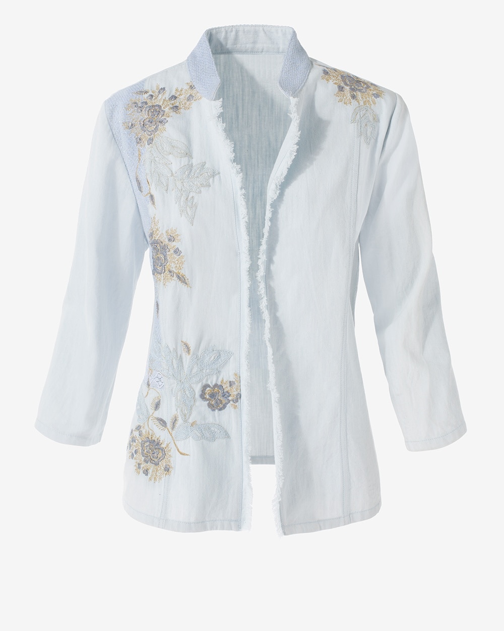 Floral Embroidery 3/4-Sleeve Jacket