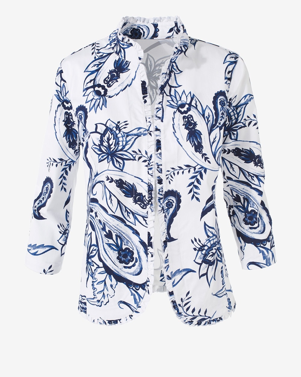 Floral Paisley Open-Front Jacket