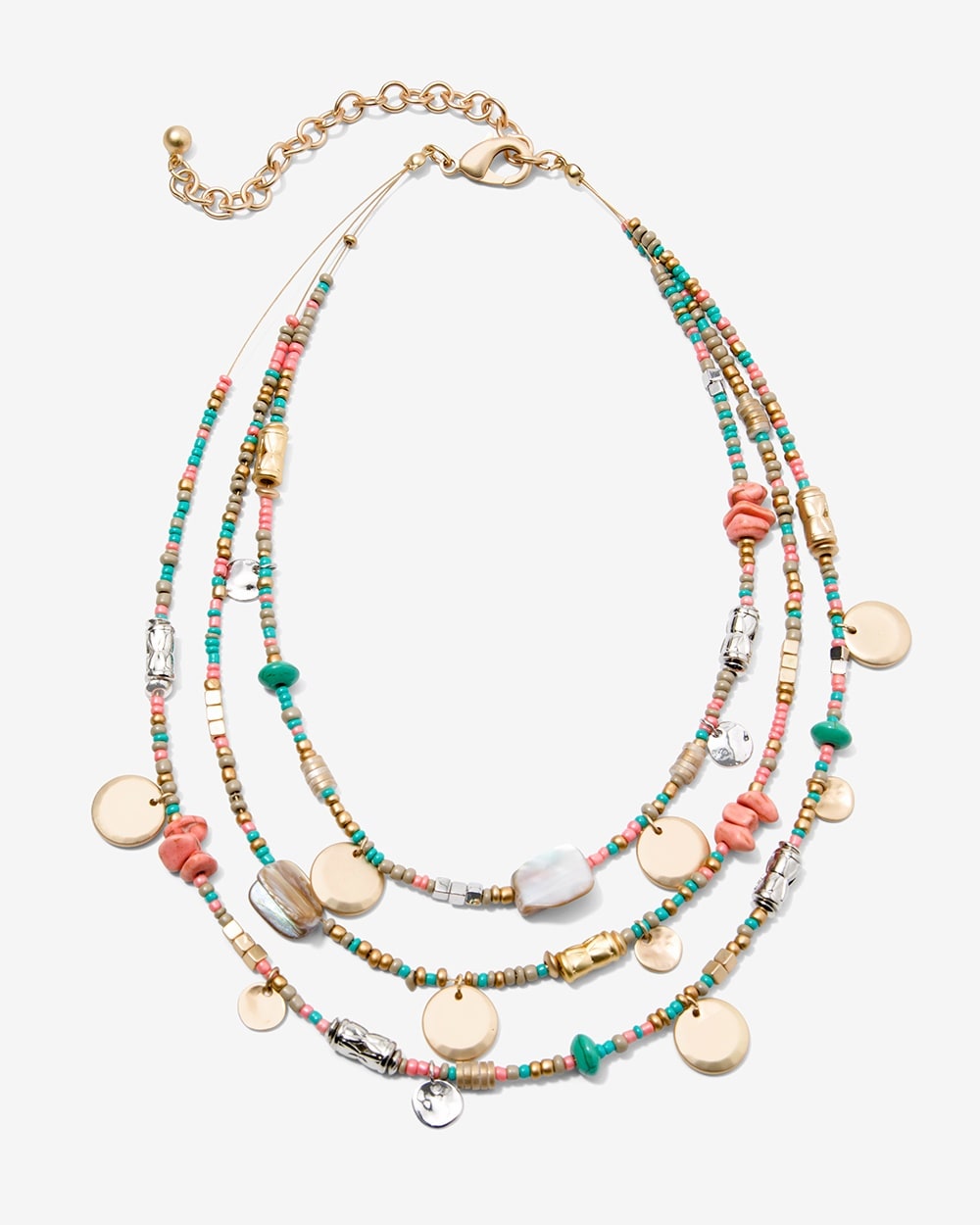 Celeste Coin And Bead Illusion Necklace