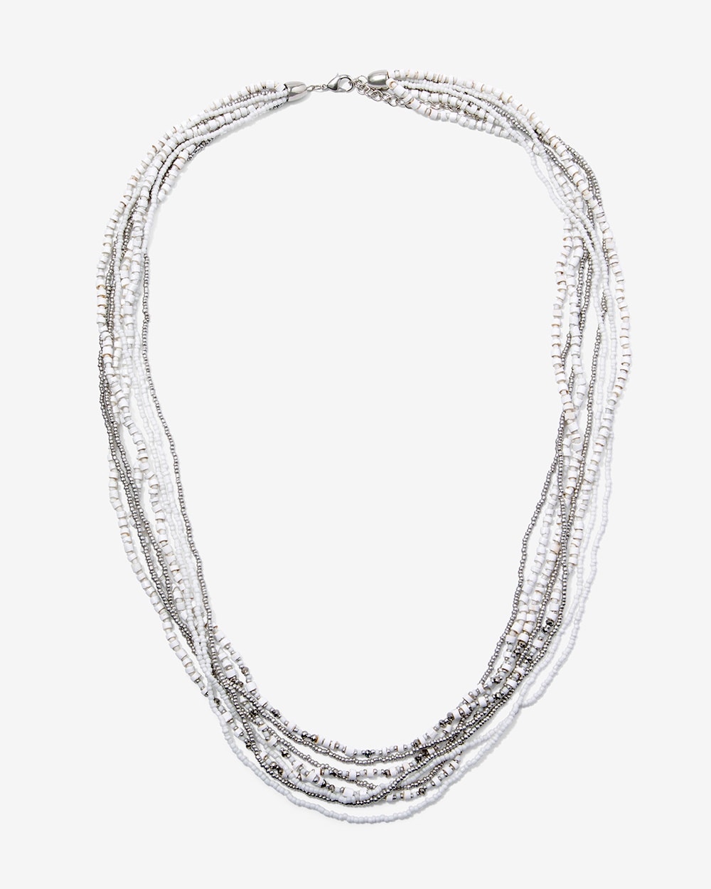 Summer Strands White And Silver Necklace
