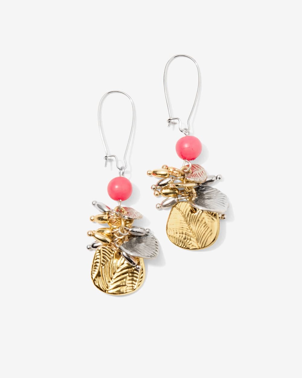 Etched Palms Coin And Bead Cluster Earrings
