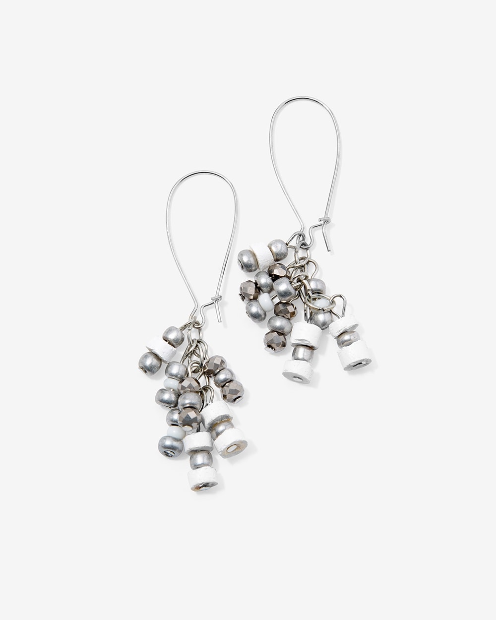 Summer Strands White And Silver Cluster Earrings