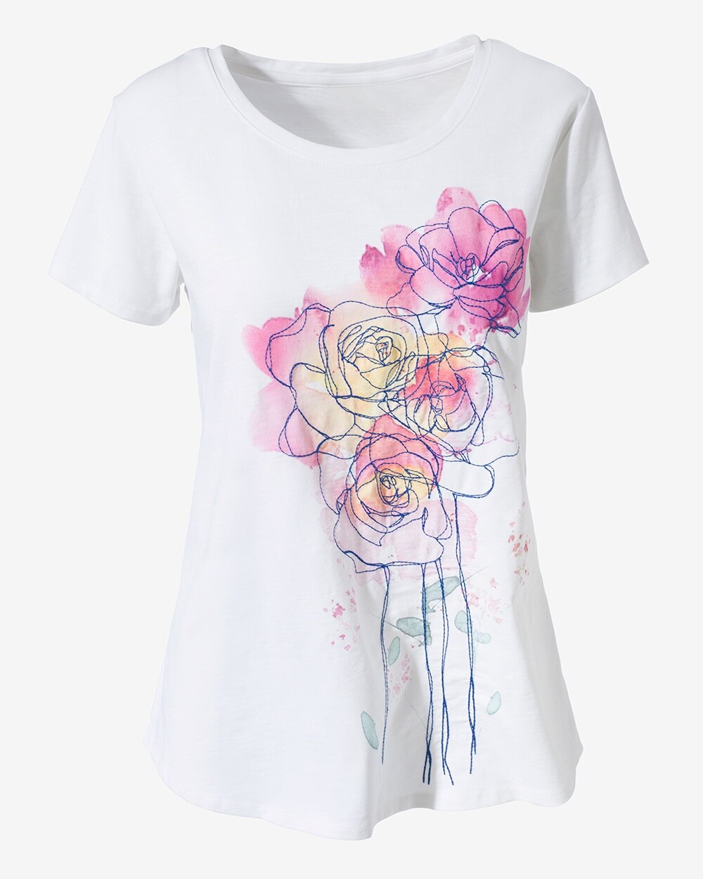 Weekends Embroidery Flowers Harlow Shirttail Tee