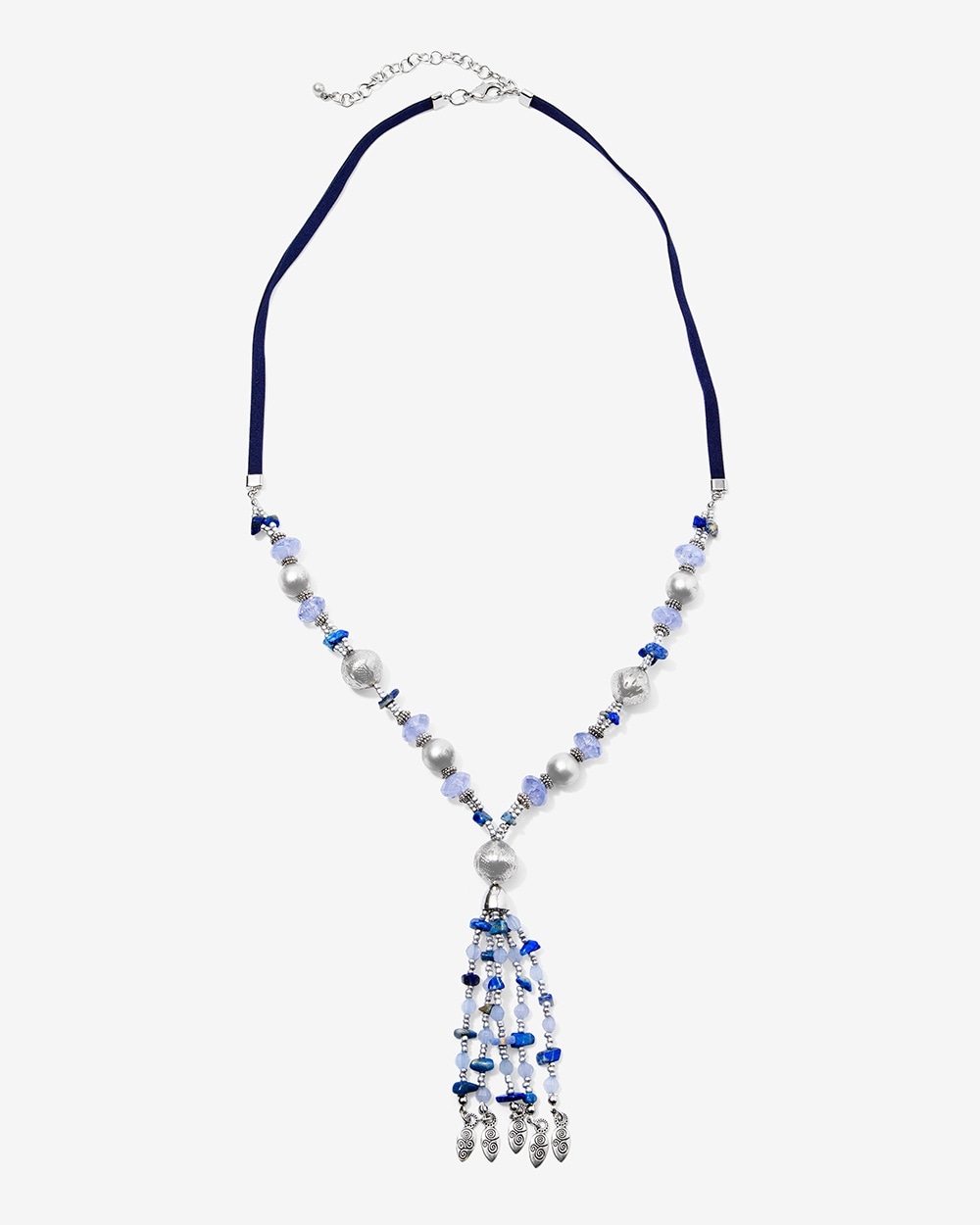 Blue Dream Bead Tassel Pendant Necklace