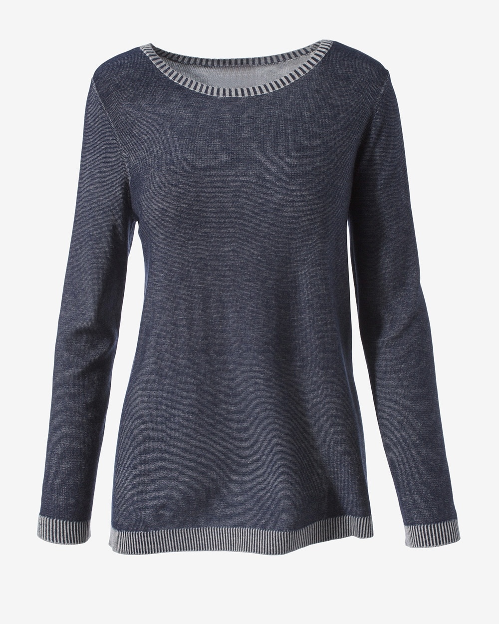 Scoop-Neck Two-Tone Pullover Sweater