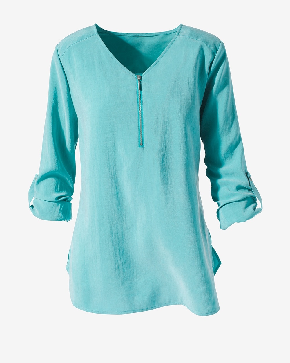 Silky Chic Zip Front Pullover