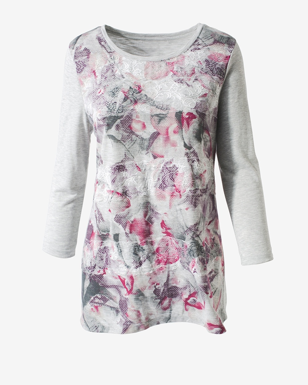 Floral On Lace Scoop-Neck Tunic