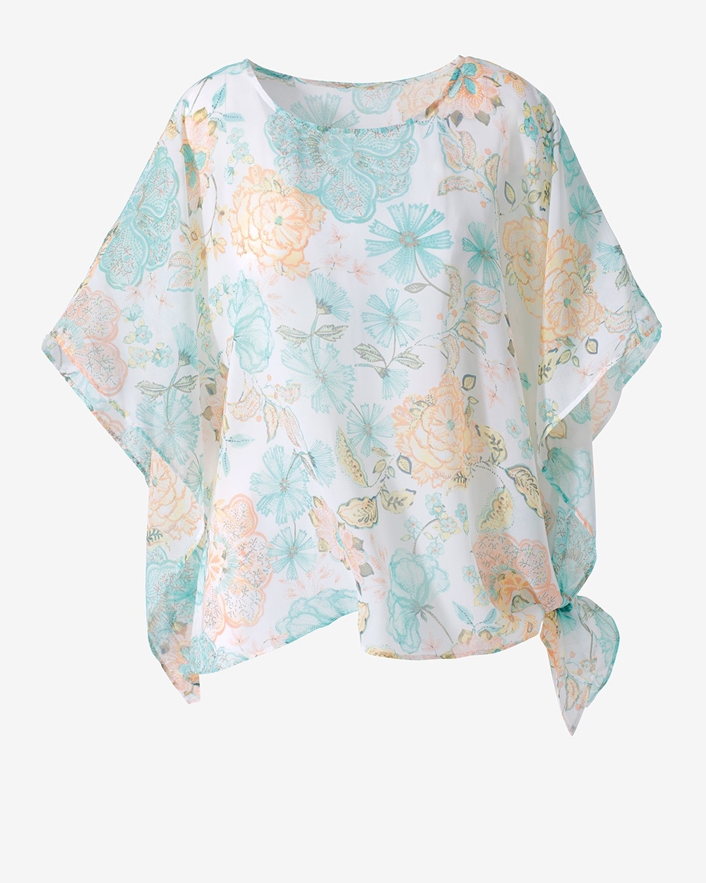 Floral Angled Crew Poncho