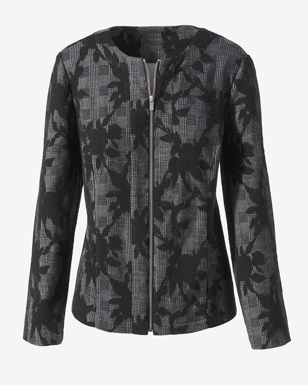 Floral Plaid Zip-Front Jacket
