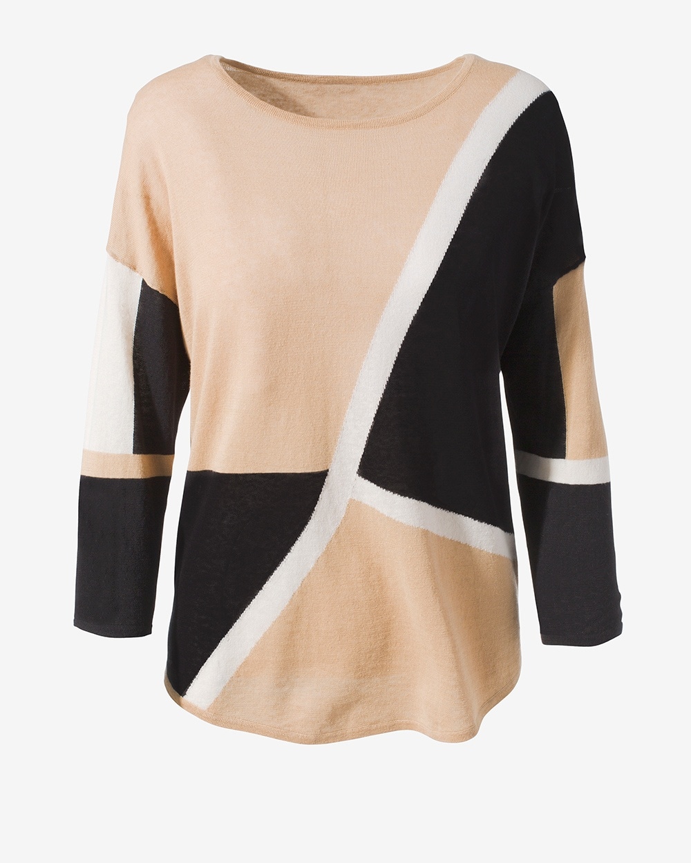 Colorblock 3/4-Sleeve Sweater