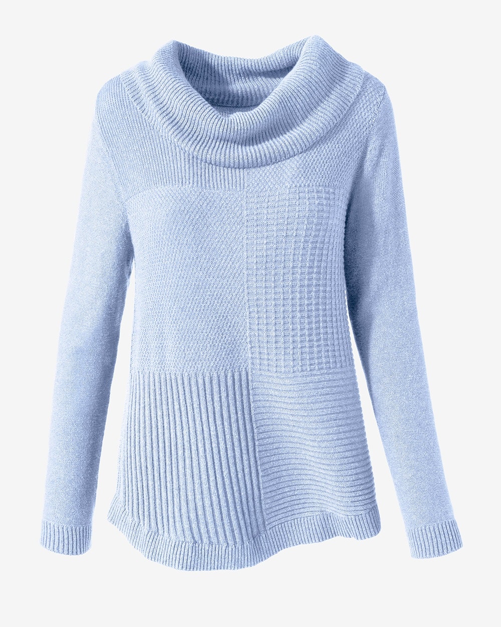 Cowl-Neck Mixed Stitch Sweater