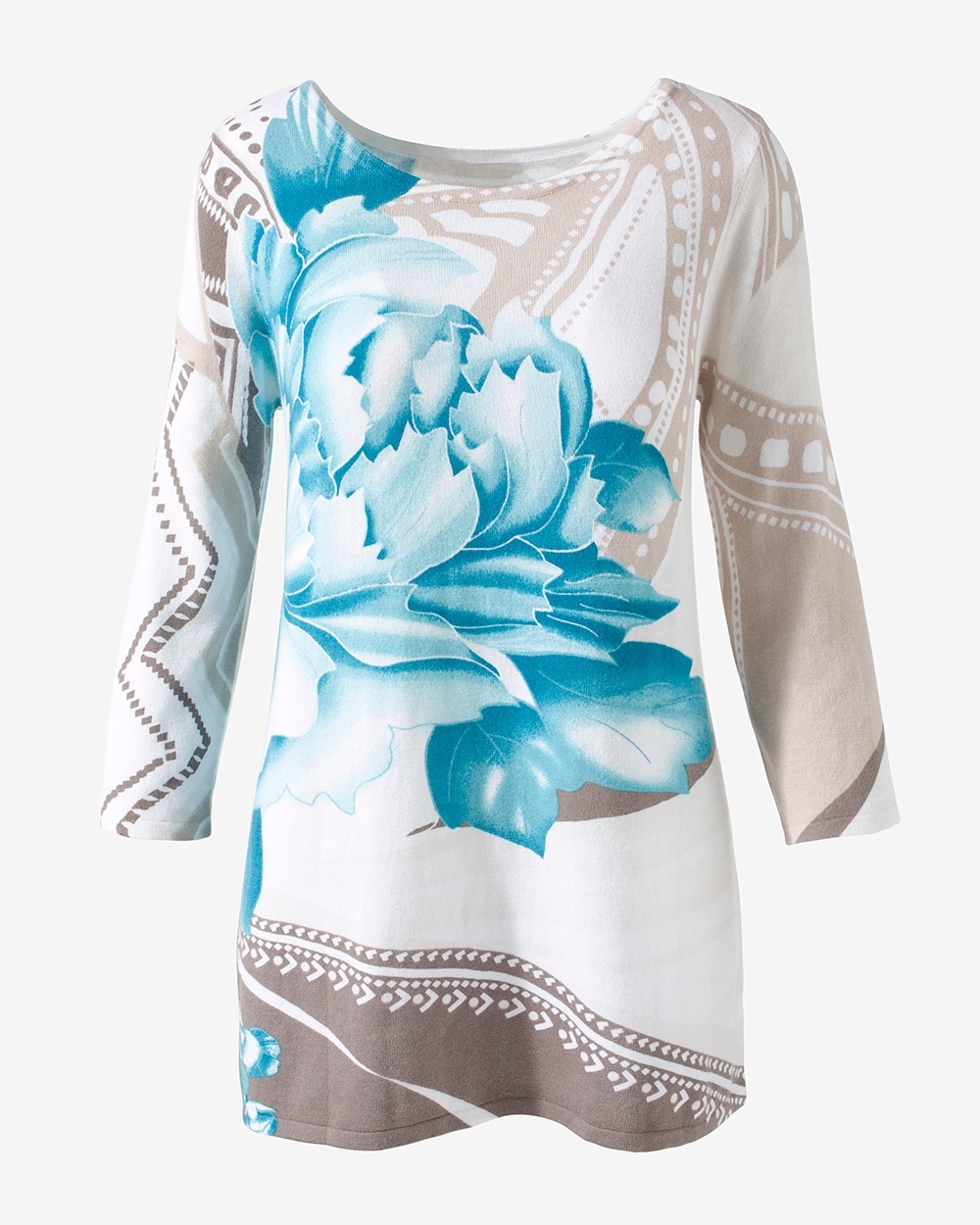 Majestic Floral Boat-Neck Tunic