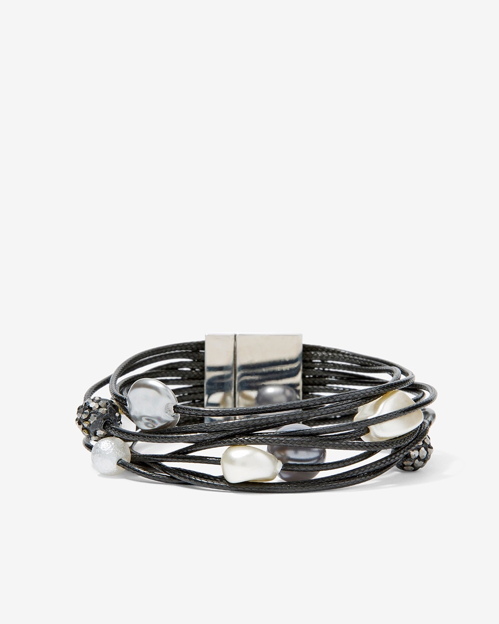 Faux-Pearl Shine Corded Bracelet