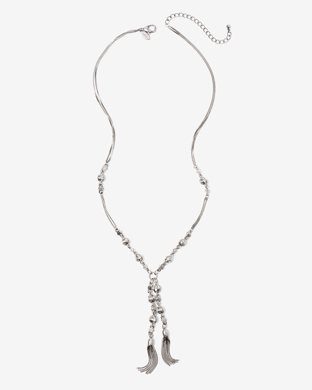 Metal And Pave Lariat Necklace
