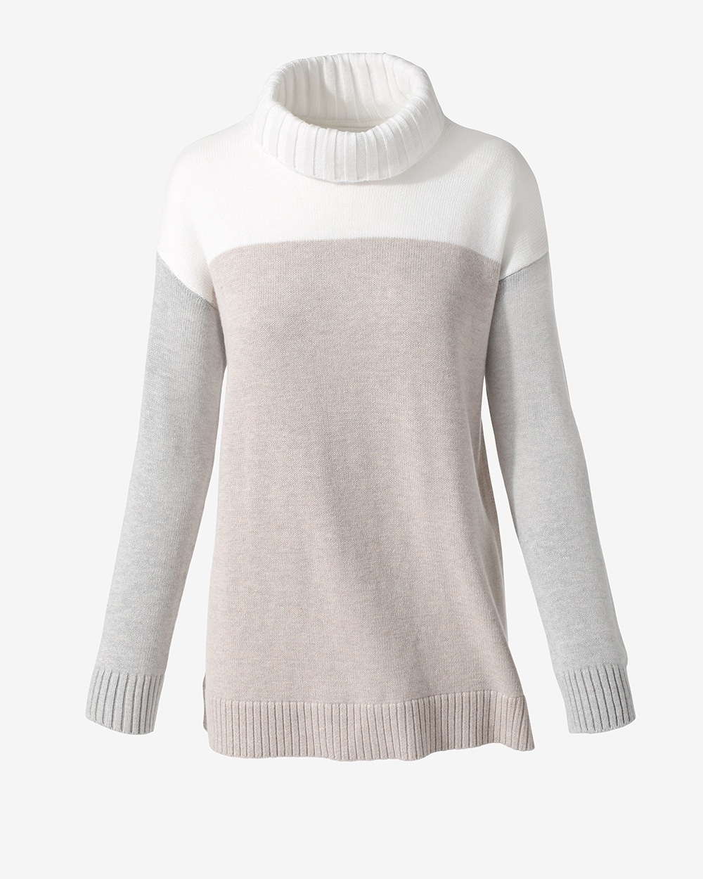Colorblock Relaxed Turtleneck Tunic