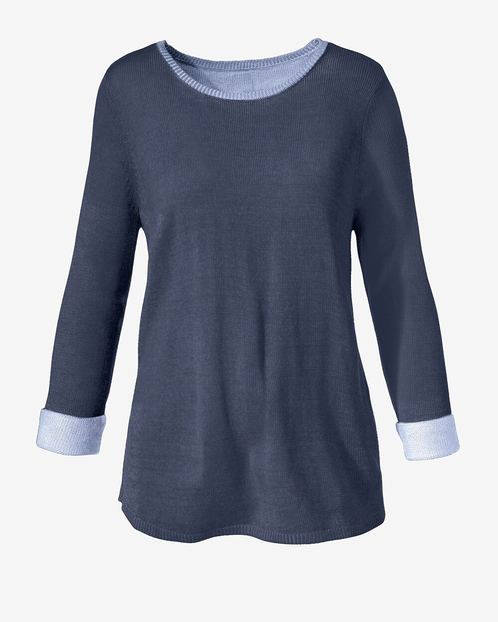 Two-Tone Shirttail Pullover