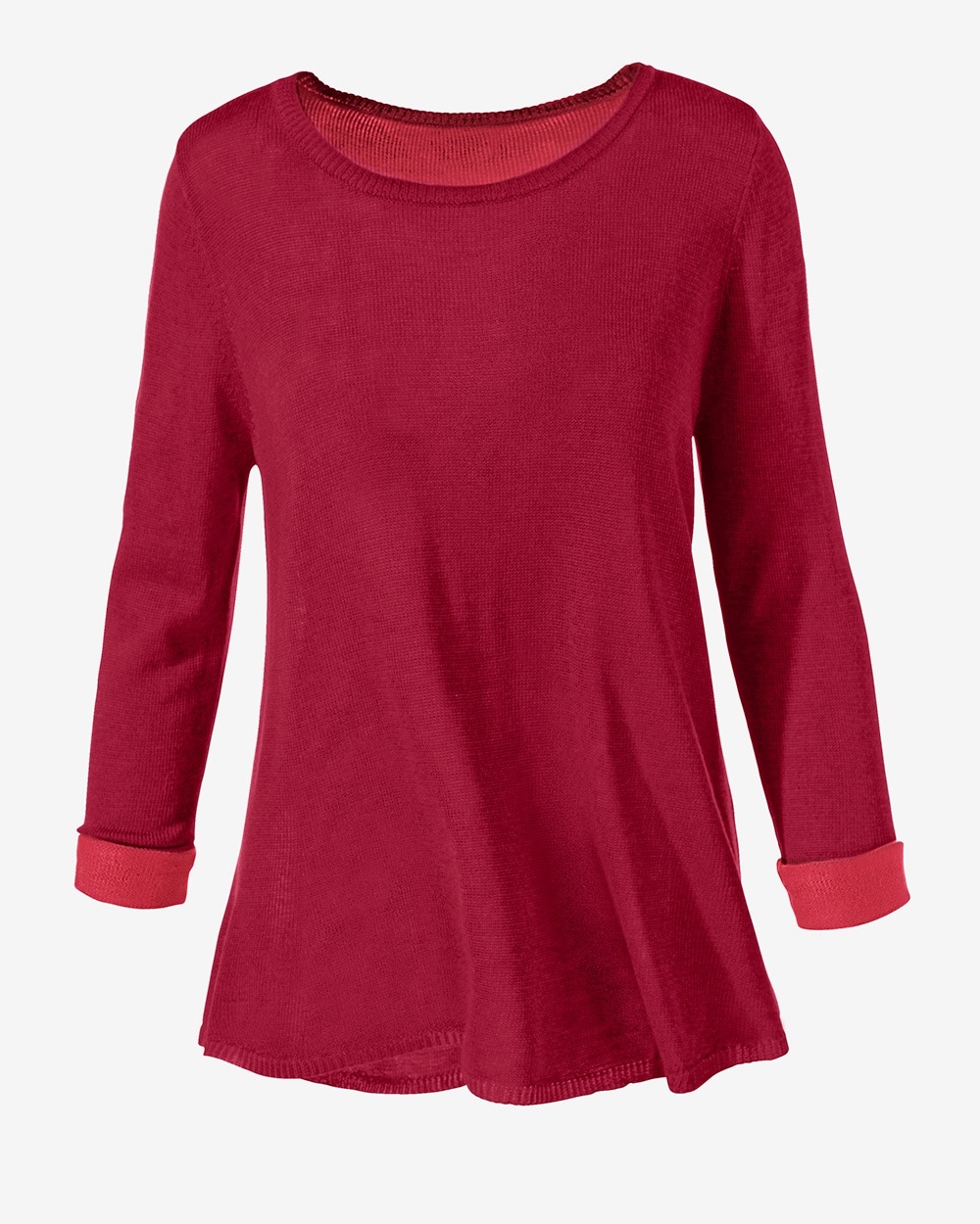 Two-Tone Shirttail Pullover
