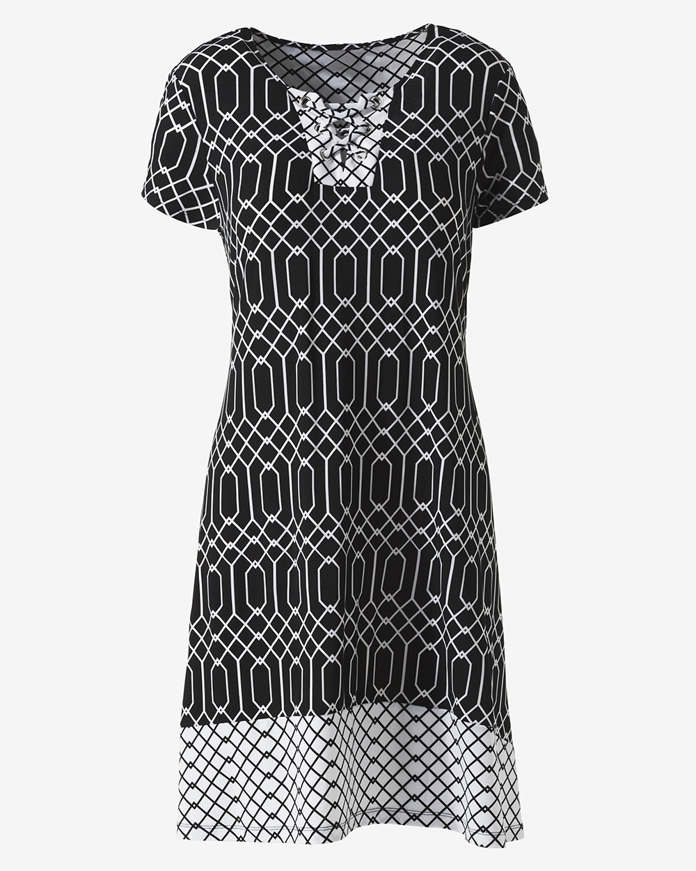 Graphic Geo Lace-Up Dress