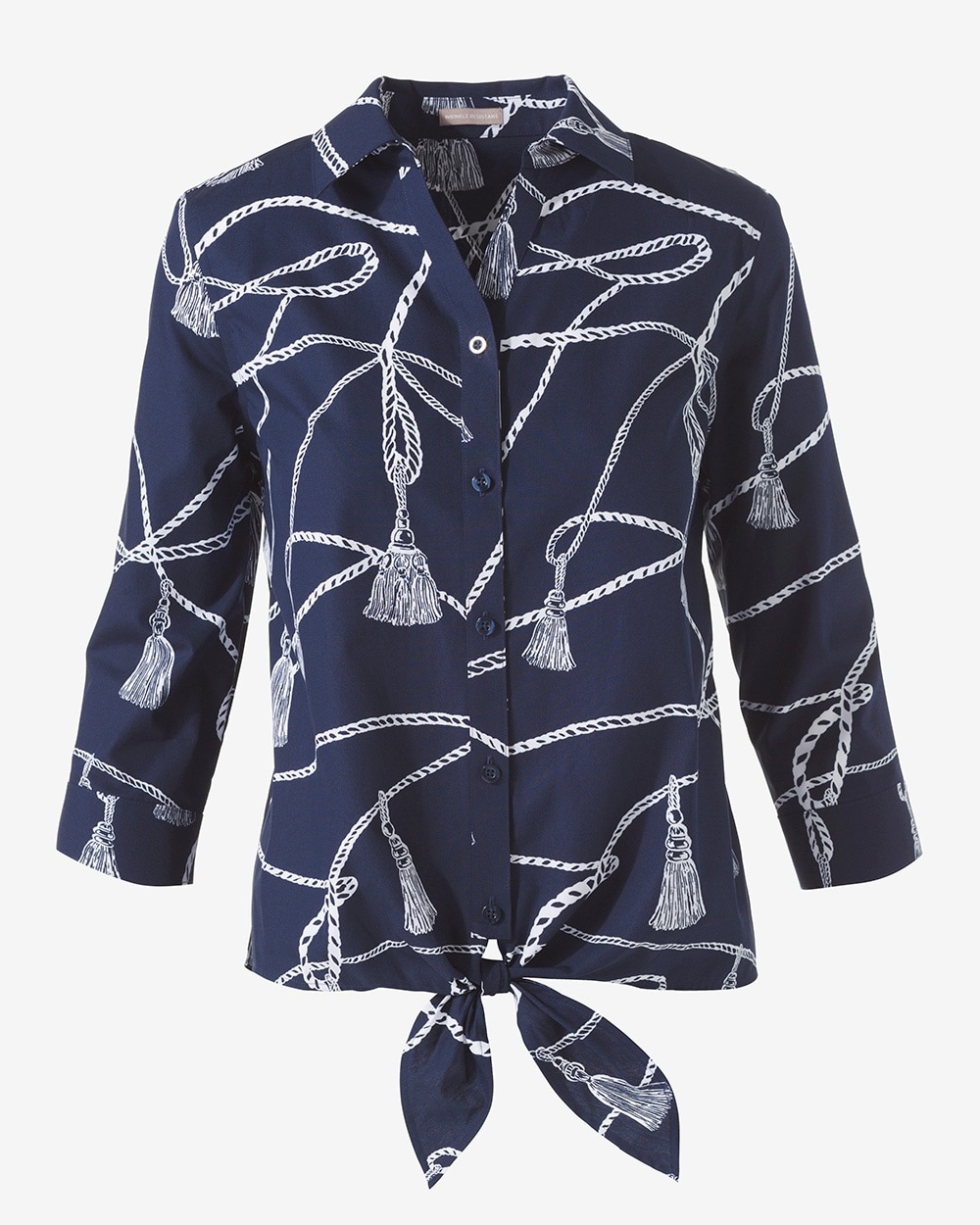 Wrinkle Resistant Nautical Tie-Front Shirt