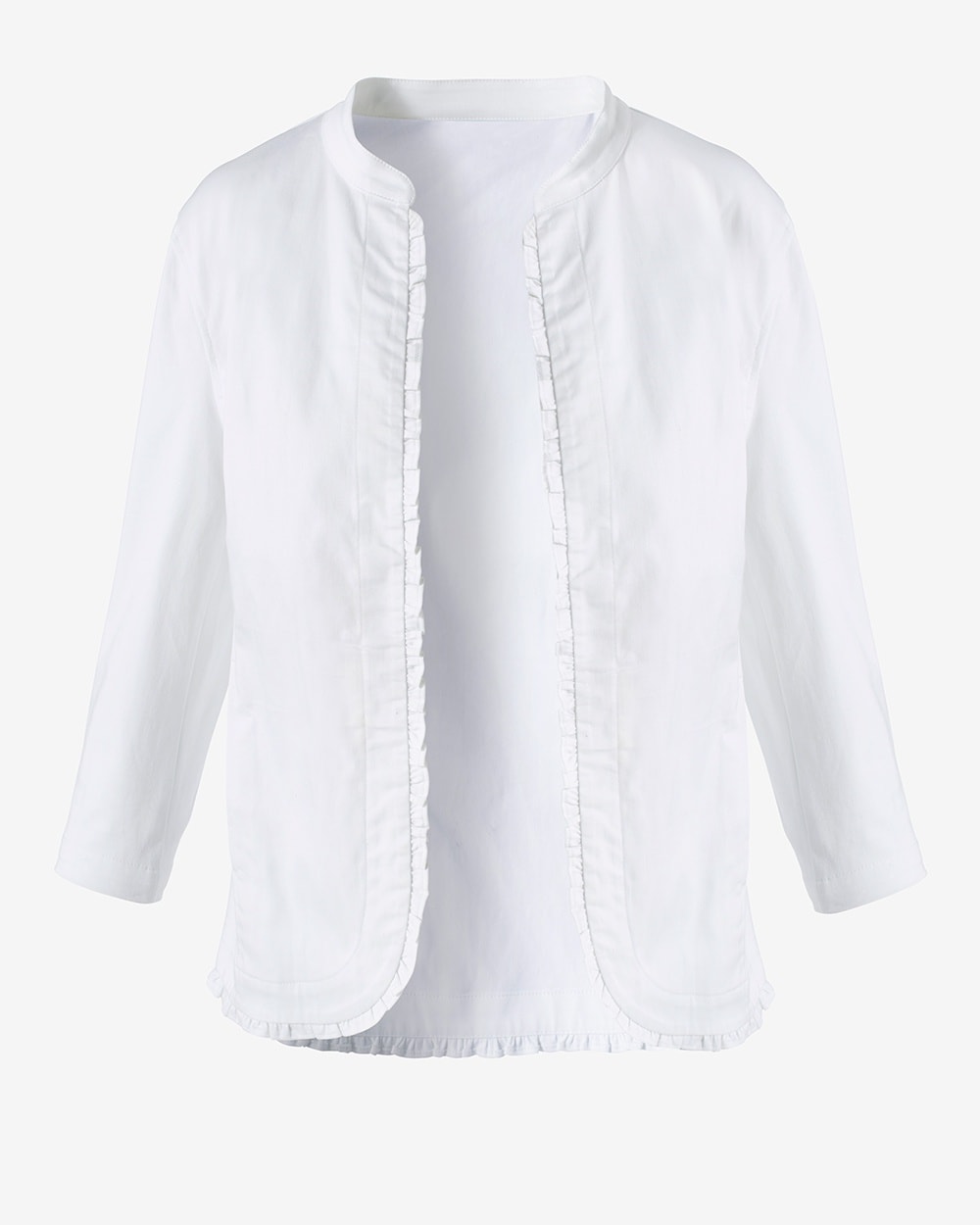 Solid Sateen Ruffle-Front Jacket