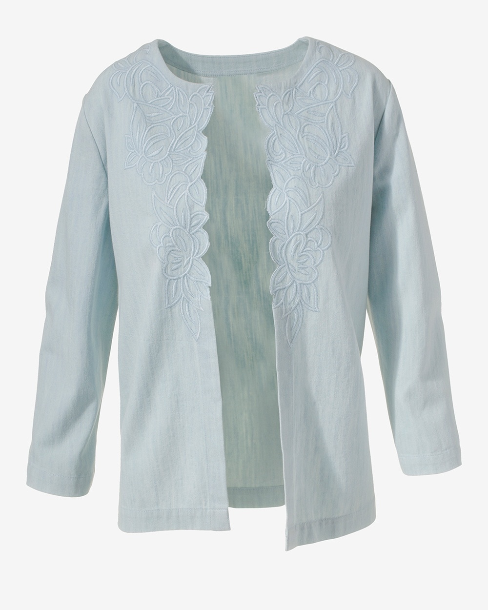 Cut-Out Embroidered Chambray Jacket