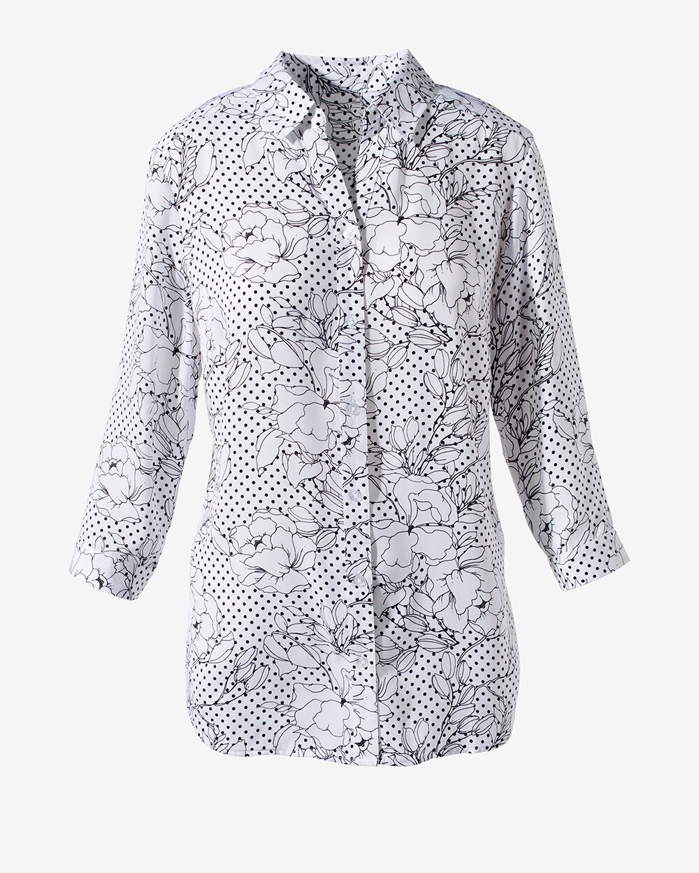 The Silky Chic Etched Floral Dot Shirt