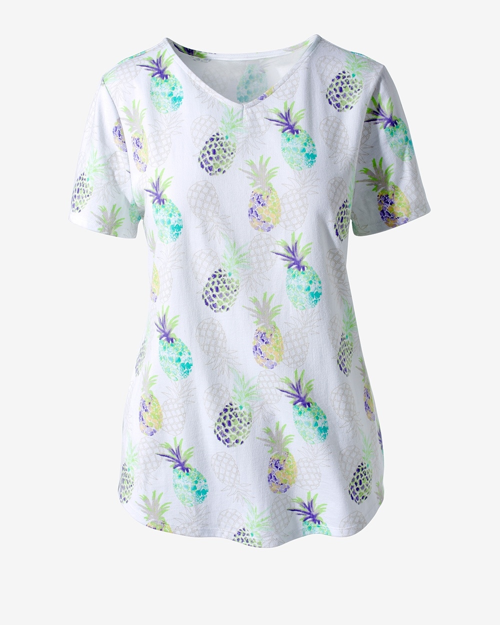 Colorful Pineapple V-Neck Tee