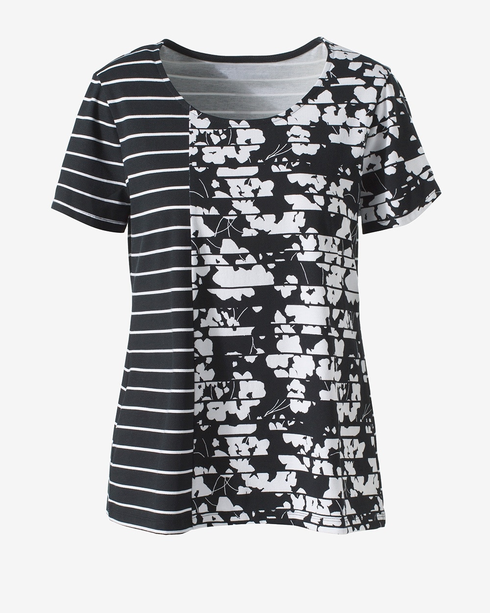 Blinded Floral Stripe Pieced Tee
