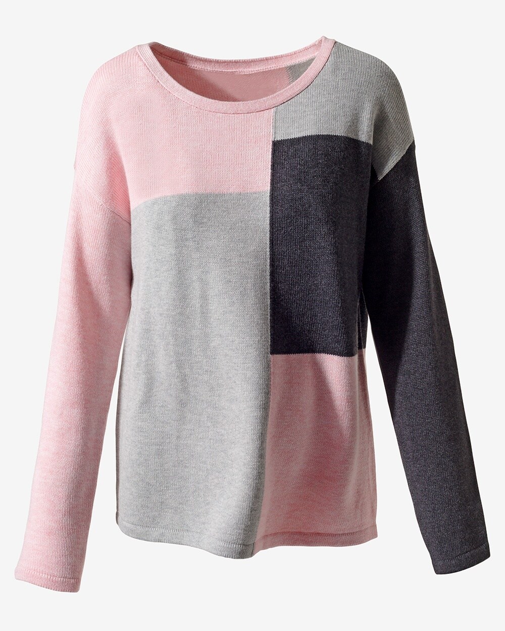 Colorblock Scoop-Neck Long-Sleeve Sweater