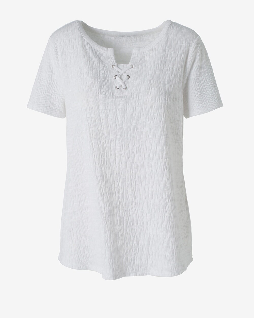 Lace-Up Textured Tee