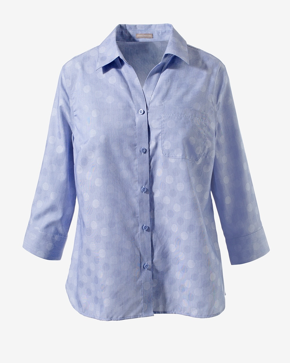 Wrinkle-Resistant Dot Jacquard Button-Front Top