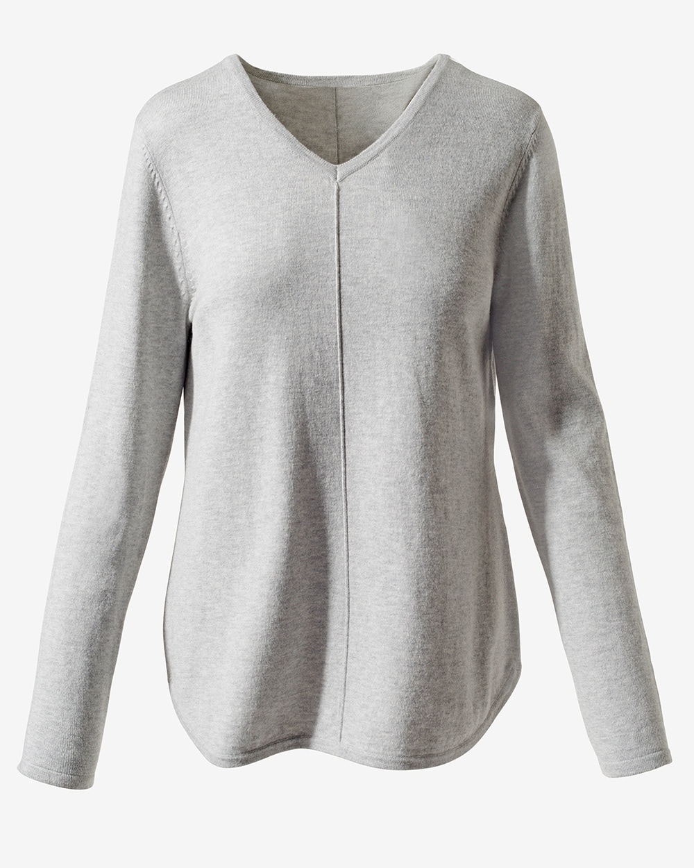 Seam V-Neck Long-Sleeve Sweater
