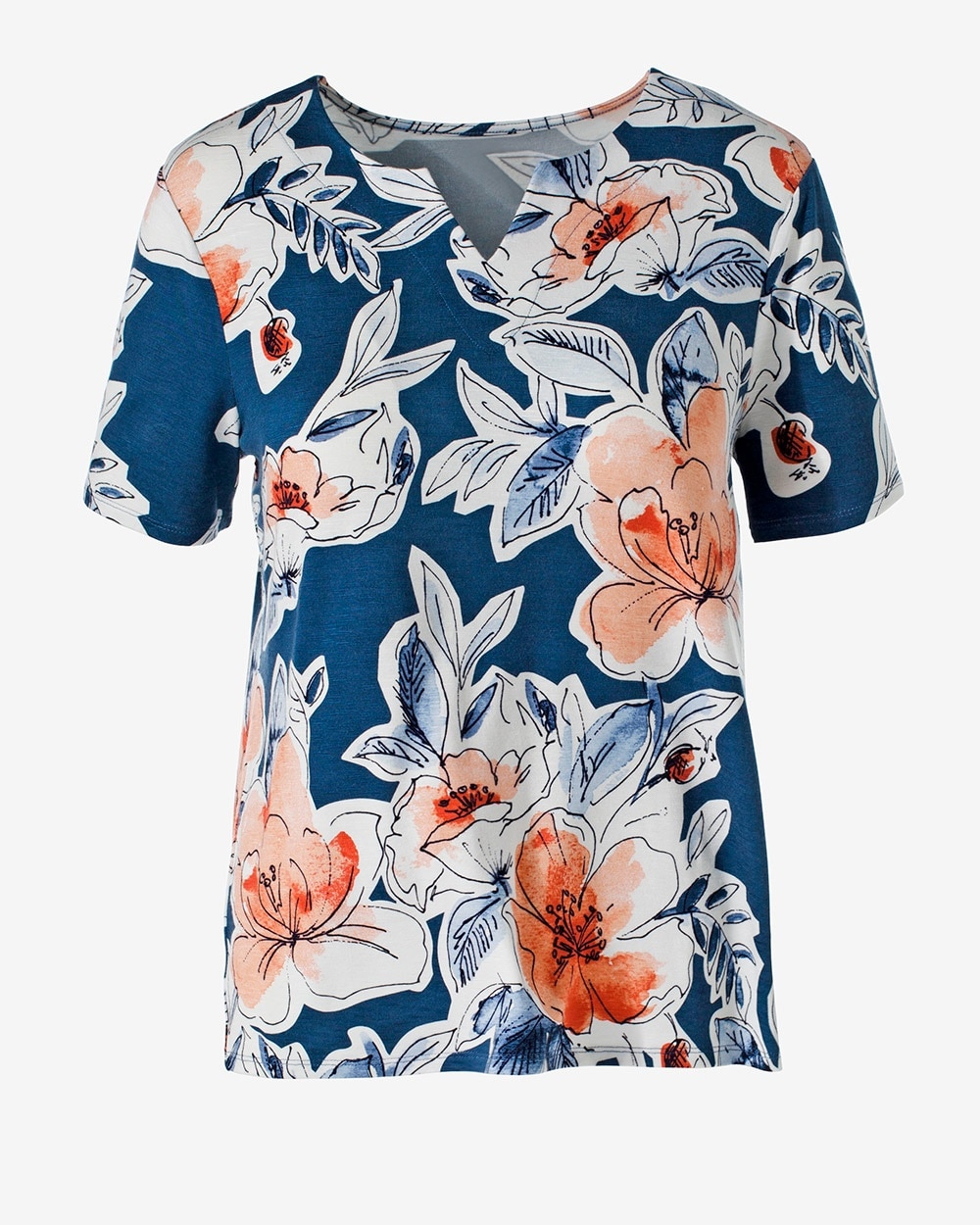 Great Blooms Notch-Neck Top