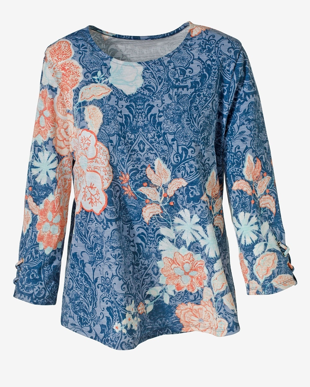 Floral Laced 3/4-Sleeve Top