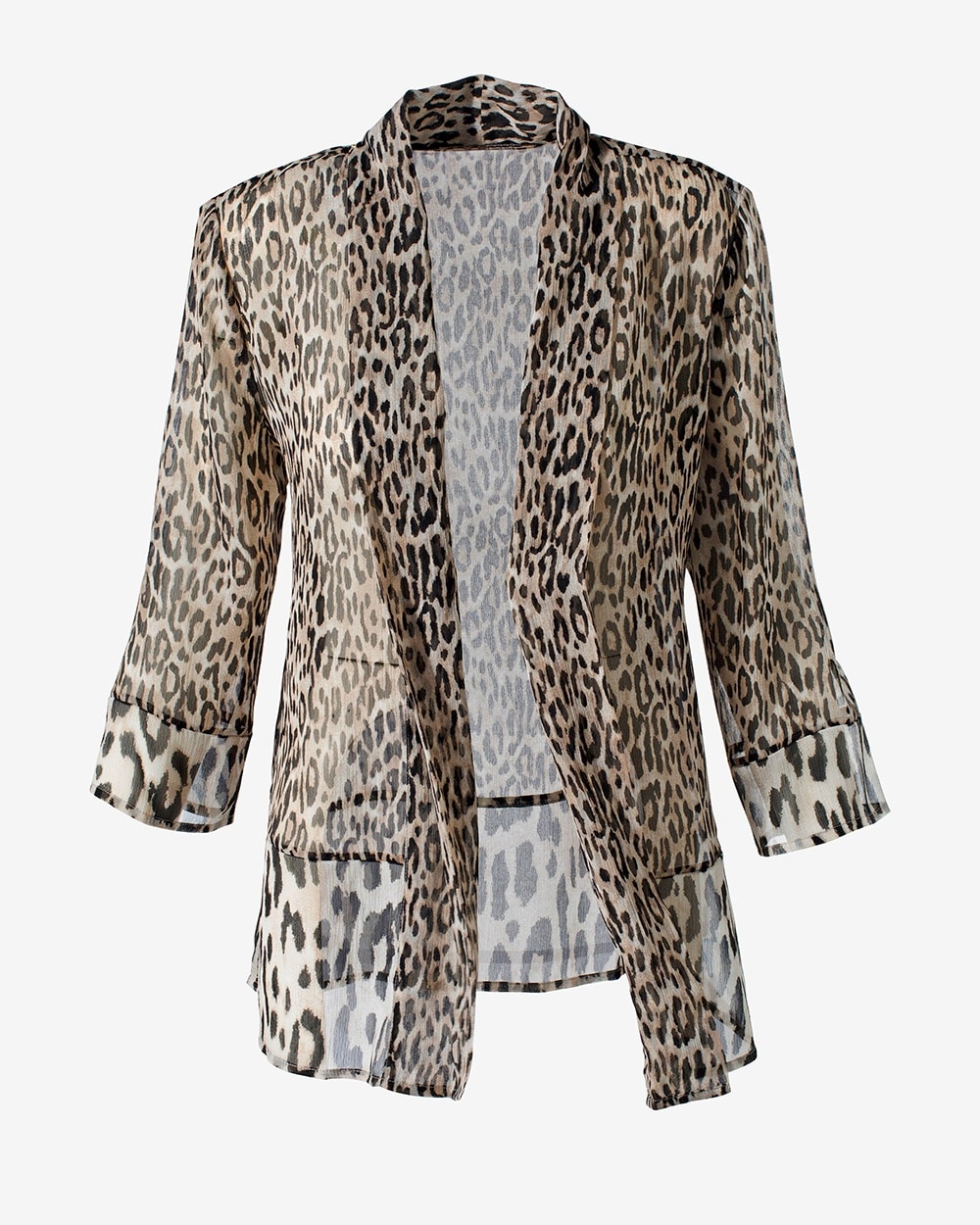 Sheer Leopard Drape-Front Jacket
