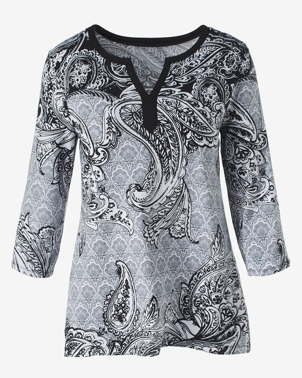 Frosted Paisley Notch-Neck Tunic
